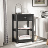 SoBuy FBT46-SCH Noptieră cu 1 Sertar și 2 Rafturi, Masă Laterală Modernă, Neagră, L45 x l30 x H68cm
