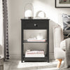 SoBuy FBT46-SCH Noptieră cu 1 Sertar și 2 Rafturi, Masă Laterală Modernă, Neagră, L45 x l30 x H68cm