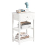 SoBuy FBT46-W Noptieră cu 1 Sertar și 2 Rafturi, Masă Laterală Modernă, Albă, L45 x l30 x H68cm