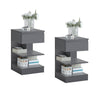 SoBuy FBT49-HGx2 Set de 2 Noptiere - Noptieră cu 1 sertar și 2 rafturi, Masă laterală pentru dormitor - Dulap de depozitare modern L39 x P39 x H65 cm Gri