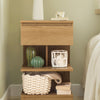 SoBuy FBT49-Nx2 Lot de 2 Table de Chevet - Table de Nuit avec 1 tiroir et 2 étagères, Table d'appoint pour Chambre à Coucher - Meuble de Rangement Moderne L39 x P39 x H65 cm Naturel