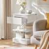 SoBuy FBT49-Wx2 Set de 2 Noptiere - Noptieră cu 1 sertar și 2 rafturi, Masă laterală pentru Dormitor - Mobilier modern de depozitare L39 x P39 x H65 cm Alb
