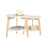 SoBuy FBT75-W Set de 2-Alb și Lemn Măsuță Rotundă de Cafea Măsuță Laterală Rotundă