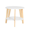 SoBuy FBT75-W Set de 2-Alb și Lemn Măsuță Rotundă de Cafea Măsuță Laterală Rotundă