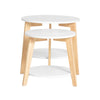 SoBuy FBT75-W Set de 2-Alb și Lemn Măsuță Rotundă de Cafea Măsuță Laterală Rotundă