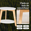 SoBuy FBT75-W Set de 2-Alb și Lemn Măsuță Rotundă de Cafea Măsuță Laterală Rotundă
