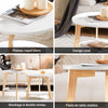 SoBuy FBT75-W Set de 2-Alb și Lemn Măsuță Rotundă de Cafea Măsuță Laterală Rotundă