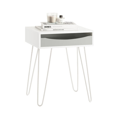 SoBuy FBT82-W Table de Chevet Table de Nuit avec 1 Tiroir, 4 Pieds