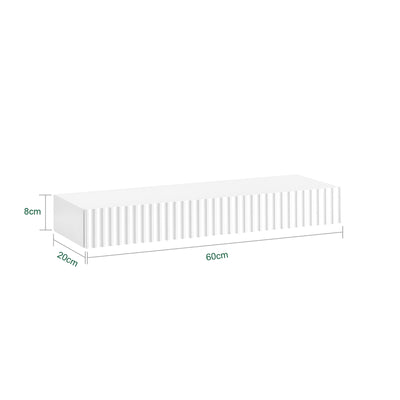 SoBuy FHK38-W Étagère Murale Flottante avec Tiroir et LED – L60 × P20 × H8 cm, Blanc