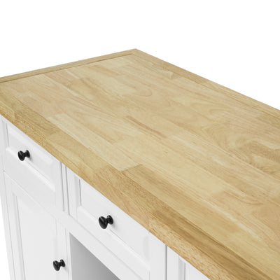 SoBuy FKW101-WN Desserte de Cuisine à Roulettes avec Plan de Travail, 3 Tiroirs, 2 Étagères et 2 Portes, Charge 50 kg – 115x46x91 cm, Blanc et Naturel