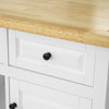 SoBuy FKW101-WN Desserte de Cuisine à Roulettes avec Plan de Travail, 3 Tiroirs, 2 Étagères et 2 Portes, Charge 50 kg – 115x46x91 cm, Blanc et Naturel