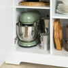 SoBuy FKW101-WN Desserte de Cuisine à Roulettes avec Plan de Travail, 3 Tiroirs, 2 Étagères et 2 Portes, Charge 50 kg – 115x46x91 cm, Blanc et Naturel