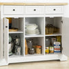 SoBuy FKW101-WN Desserte de Cuisine à Roulettes avec Plan de Travail, 3 Tiroirs, 2 Étagères et 2 Portes, Charge 50 kg – 115x46x91 cm, Blanc et Naturel