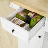 SoBuy FKW101-WN Desserte de Cuisine à Roulettes avec Plan de Travail, 3 Tiroirs, 2 Étagères et 2 Portes, Charge 50 kg – 115x46x91 cm, Blanc et Naturel