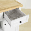 SoBuy FKW101-WN Desserte de Cuisine à Roulettes avec Plan de Travail, 3 Tiroirs, 2 Étagères et 2 Portes, Charge 50 kg – 115x46x91 cm, Blanc et Naturel