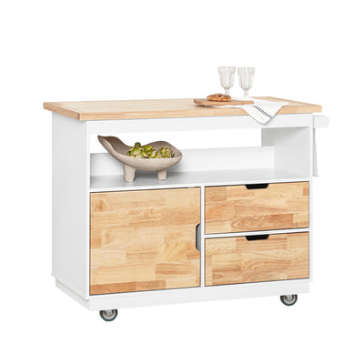 SoBuy FKW107-II-WN Desserte Roulante Chariot de Cuisine à roulettes Chariot de Service avec Etagère à Epices, 1 Porte et 2 ti