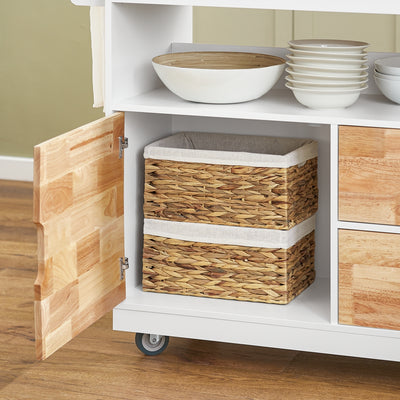 SoBuy FKW107-II-WN Desserte Roulante Chariot de Cuisine à roulettes Chariot de Service avec Etagère à Epices, 1 Porte et 2 tiroirs