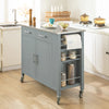 SoBuy FKW108-HG Desserte Roulante Chariot de Cuisine à roulettes avec Etagère Latérale, Portes et Tiroirs en Acier INOX