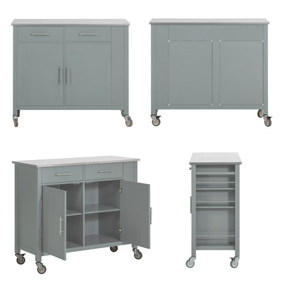 SoBuy FKW108-HG Desserte Roulante Chariot de Cuisine à roulettes avec Etagère Latérale, Portes et Tiroirs en Acier INOX