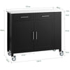 SoBuy FKW108-SCH Cărucior de Bucătărie Multifuncțional cu Blat din Oțel Inoxidabil - Sertare și Dulap, Raft Lateral, Ideal pentru Depozitare Bucătărie și Mobilier cu Roți Negru 107 x 46 x 94 cm