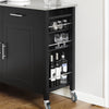 SoBuy FKW108-SCH Cărucior de Bucătărie Multifuncțional cu Blat din Oțel Inoxidabil - Sertare și Dulap, Raft Lateral, Ideal pentru Depozitare Bucătărie și Mobilier cu Roți Negru 107 x 46 x 94 cm