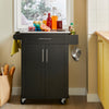 SoBuy FKW110-SCH Cărucior de bucătărie cu roți, Mobilier de bucătărie, Comodă joasă de bucătărie, Corp de depozitare mic de bucătărie cu blat de lucru 80×90×46 cm, Negru