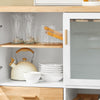 SoBuy FKW114-WN Îlot Central de Cuisine Buffet avec Plateau en Bois d'Hévéa, Porte-Bouteilles à 2 Niveaux