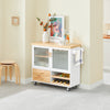 SoBuy FKW114-WN Îlot Central de Cuisine Buffet avec Plateau en Bois d'Hévéa, Porte-Bouteilles à 2 Niveaux