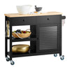 SoBuy FKW115-SCH Desserte de Cuisine Roulante Chariot de Service Multi-rangements Buffet Armoire de Cuisine, 1 Porte, 1 Grand Tiroir et 3 Crochets