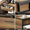 SoBuy FKW118-PF Cărucior de bucătărie cu roți – Cărucior de depozitare cu 2 sertare și raft, Mobilier mic de bucătărie jos industrial din oțel, 60x45x90cm
