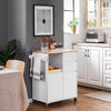 Prévente SoBuy FKW123-WN Petit Îlot de Cuisine Gain de Place sur Roulettes, Plan de Travail en Bois d'Hévéa, Meuble Compact avec Tiroirs et Rangement – 72x40x84cm, Blanc