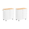 SoBuy FKW124-WN Meuble Cuisine à roulettes avec Plan de Travail Desserte Cuisine avec tiroirs, Placard, Barre latérale Meuble de Rangement Bas Cuisine Micro-Onde en Bois de Caoutchouc 90x40x90cm