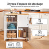 SoBuy FKW124-WN Meuble Cuisine à roulettes avec Plan de Travail Desserte Cuisine avec tiroirs, Placard, Barre latérale Meuble de Rangement Bas Cuisine Micro-Onde en Bois de Caoutchouc 90x40x90cm