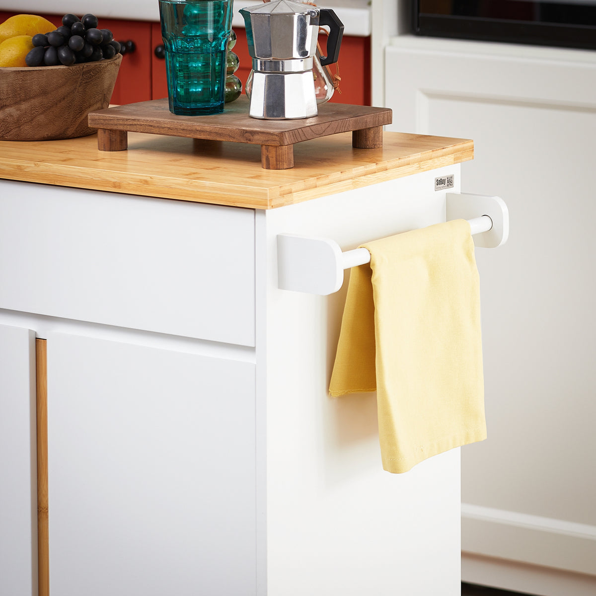 SoBuy FKW125-WN Desserte de Cuisine à roulettes Chariot de Service avec 1 Tiroirs, 2 Portes, 4 étages à l’intérieur