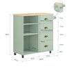 SoBuy FKW127-GR Cărucior de bucătărie cu 3 compartimente și 4 sertare Masă de servire auxiliară Cărucior cu rotile Verde 90x40x88cm