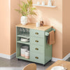 SoBuy FKW127-GR Cărucior de bucătărie cu 3 compartimente și 4 sertare Masă de servire auxiliară Cărucior cu rotile Verde 90x40x88cm