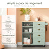SoBuy FKW127-GR Cărucior de bucătărie cu 3 compartimente și 4 sertare Masă de servire auxiliară Cărucior cu rotile Verde 90x40x88cm