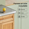 SoBuy FKW13-N Cărucior de Bucătărie pe Roți din Bambus cu Blat din Oțel Inoxidabil, 1 Sertar și 2 Uși, Cărucior de Servire – 66x46x92 cm, Natural