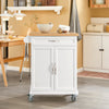 SoBuy FKW13-WN Desserte de Cuisine à Roulettes avec Plateau en Bambou, 1 Tiroir et 2 Portes, Chariot de Service pour Cuisine ou Restaurant – 66x45x91 cm, Blanc et Naturel