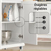 SoBuy FKW13-WN Desserte de Cuisine à Roulettes avec Plateau en Bambou, 1 Tiroir et 2 Portes, Chariot de Service pour Cuisine ou Restaurant – 66x45x91 cm, Blanc et Naturel