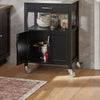 SoBuy FKW22-SCH Cărucior de Bucătărie cu Roți, cu Blat din INOX, 1 Sertar, 1 Etajeră și 2 Uși, Cărucior Multifuncțional – 60x45x92 cm, Negru