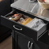SoBuy FKW22-SCH Cărucior de Bucătărie cu Roți, cu Blat din INOX, 1 Sertar, 1 Etajeră și 2 Uși, Cărucior Multifuncțional – 60x45x92 cm, Negru