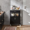 SoBuy FKW22-SCH Cărucior de Bucătărie cu Roți, cu Blat din INOX, 1 Sertar, 1 Etajeră și 2 Uși, Cărucior Multifuncțional – 60x45x92 cm, Negru