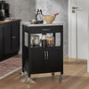 SoBuy FKW22-SCH Cărucior de Bucătărie cu Roți, cu Blat din INOX, 1 Sertar, 1 Etajeră și 2 Uși, Cărucior Multifuncțional – 60x45x92 cm, Negru