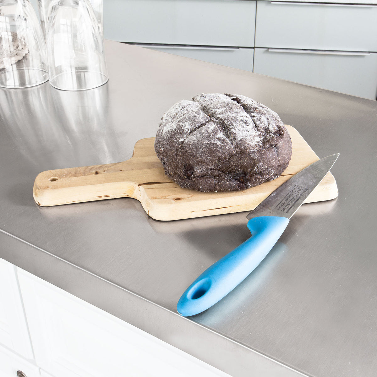 SoBuy FKW33-W Desserte de Cuisine à Roulettes XXL avec Plan de Travail INOX, 3 Tiroirs et Système de Tri des Déchets, Charge 50 kg – 133x48x95 cm, Blanc