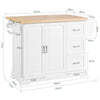 SoBuy FKW41-II-WN Îlot central de cuisine avec rangement et plan de travail extensible – desserte de cuisine à roulettes, meuble de cuisine multifonction, blanc, 130 × 91 × (46–71) cm