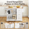 SoBuy FKW41-II-WN Îlot central de cuisine avec rangement et plan de travail extensible – desserte de cuisine à roulettes, meuble de cuisine multifonction, blanc, 130 × 91 × (46–71) cm