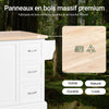 SoBuy FKW41-II-WN Îlot central de cuisine avec rangement et plan de travail extensible – desserte de cuisine à roulettes, meuble de cuisine multifonction, blanc, 130 × 91 × (46–71) cm