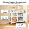 SoBuy FKW62-II-WN Cărucior de servire, Cărucior de bucătărie mobil, Dulap de depozitare bucătărie pe roți, Multistocare cu 2 sertare și 1 ușă, L 87 x l 48 x H 89 cm