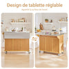 SoBuy FKW69-N Desserte de Cuisine à Roulettes avec Plan Extensible INOX 46→71cm, 2 Tiroirs et Étagères Réglables, Charge 100 kg – 115x46x92 cm, Naturel